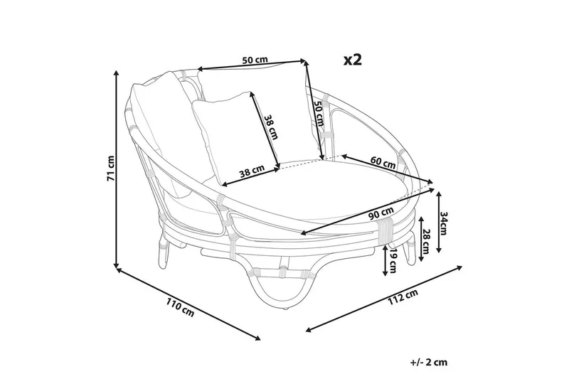 Solstol sett med 2 Rossano - Svart, beige - Hagemøbler & utemiljø - Stoler & Lenestoler - Utelenestoler