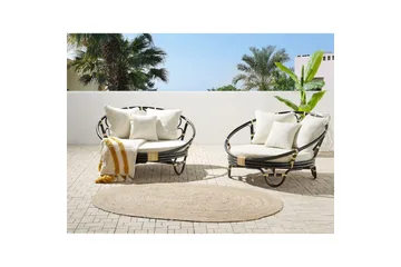 Solstol sett med 2 Rossano - Svart, beige - Hagemøbler & utemiljø - Stoler & Lenestoler - Utelenestoler