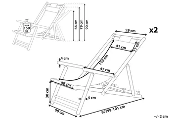 Solseng 2 stk lyst tre / beige ATRANI - Tre / Natur - Hagemøbler & utemiljø - Stoler & Lenestoler - Solstoler