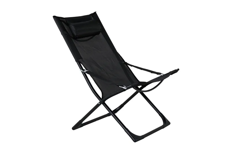 Seville Relaxstol Sammenleggbar med Pute, Svart