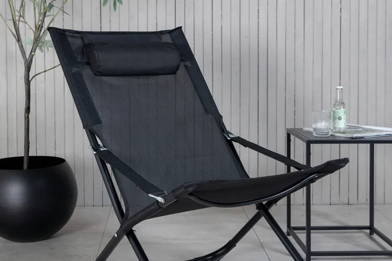 Seville Relaxstol Sammenleggbar med Pute - Svart - Hagemøbler & utemiljø - Stoler & Lenestoler - Solstoler - Strandstol