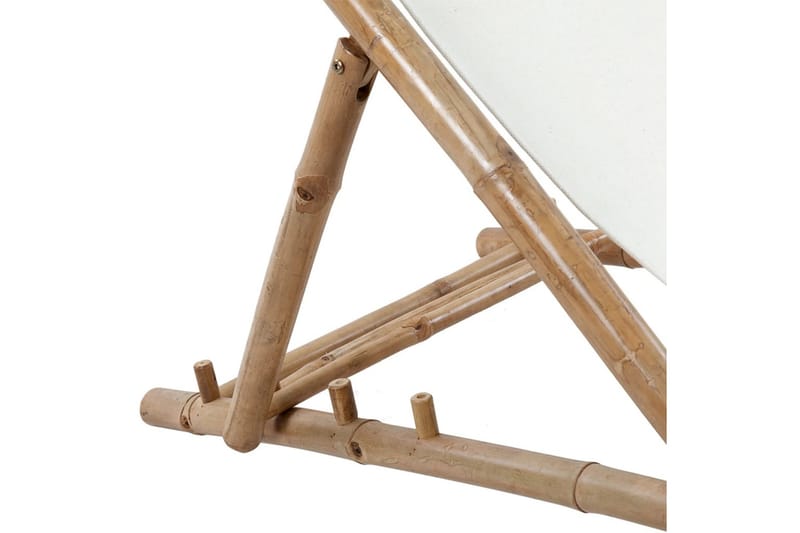 Utendørs fluktstol bambus og lerret - Hvit - Solstoler