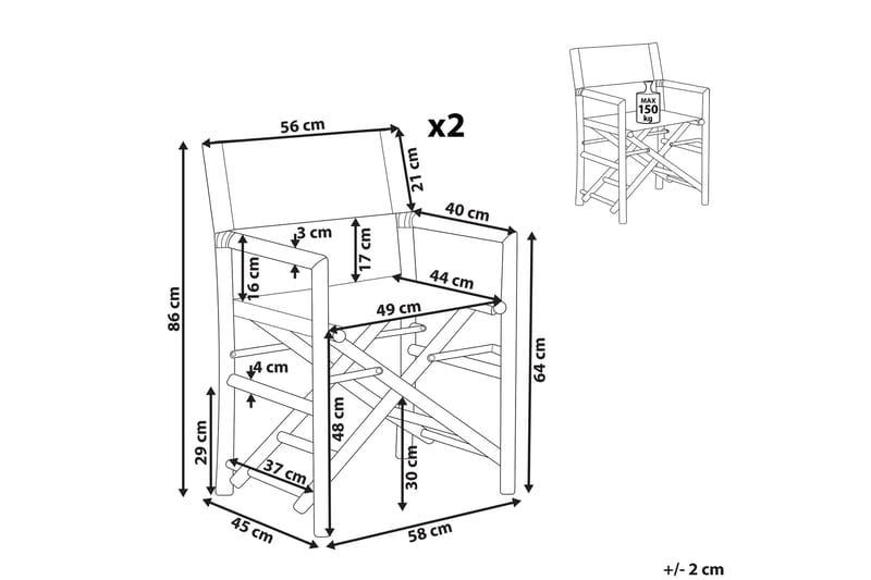 Hagestol 2 stk lyst tre / beige MOLISE - Tre / Natur - Balkongstoler - Spisestol ute