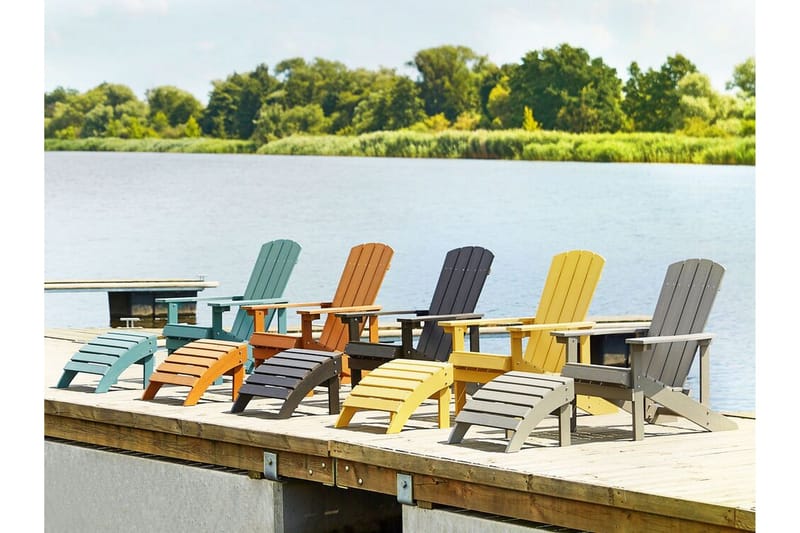 Hagestol med fotskammel lys grå ADIRONDACK - Grå - Hagemøbler & utemiljø - Stoler & Lenestoler - Solstoler - Dekkstol