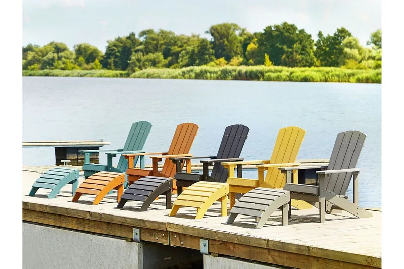 Hagestol med fotskammel turkis ADIRONDACK - Blå - Hagemøbler & utemiljø - Stoler & Lenestoler - Solstoler - Dekkstol