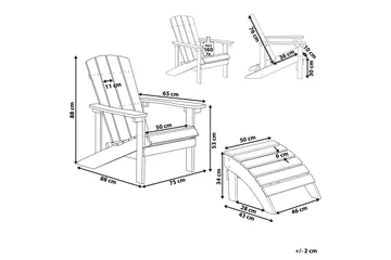 Hagestol med fotskammel turkis ADIRONDACK - Blå - Hagemøbler & utemiljø - Stoler & Lenestoler - Solstoler - Dekkstol
