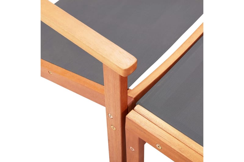 Hagestol med fotstøtte grå heltre eukalyptus & textilene - Balkongstoler - Spisestol ute