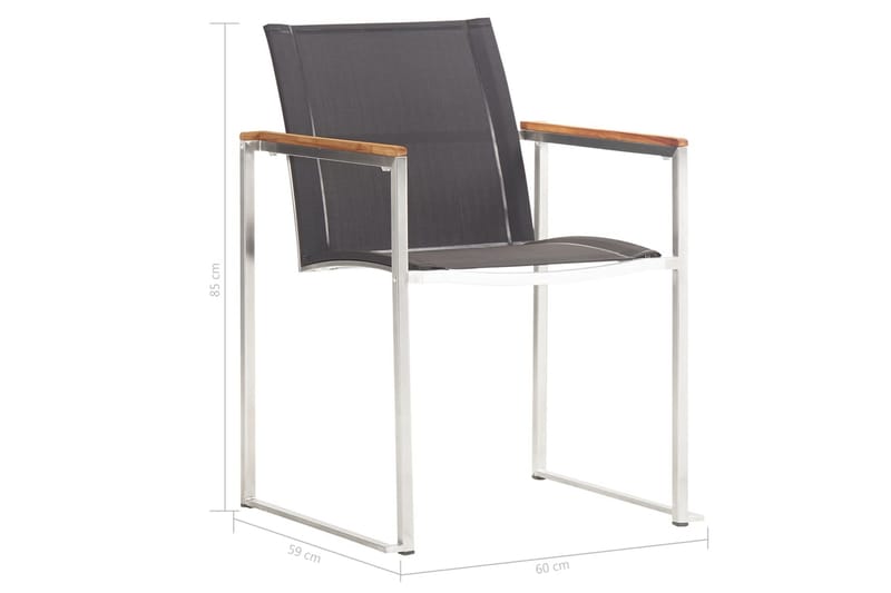 Hagestoler 2 stk textilene og rustfritt stål grå - Grå - Balkongstoler - Spisestol ute