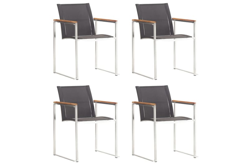 Hagestoler 4 stk textilene og rustfritt stål grå - Grå - Balkongstoler - Spisestol ute