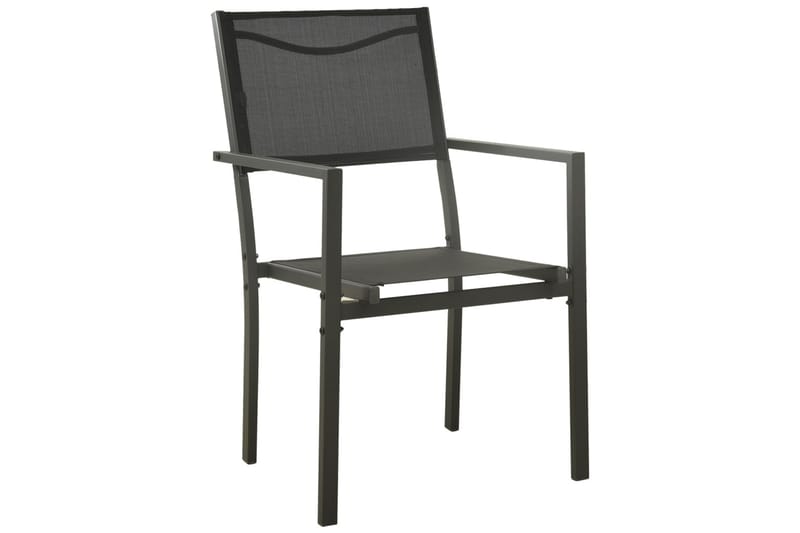 Hagestoler 4 stk textilene og stål svart og antrasitt - Svart - Balkongstoler - Spisestol ute