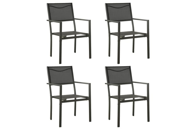 Hagestoler 4 stk textilene og stål svart og antrasitt - Svart - Balkongstoler - Spisestol ute