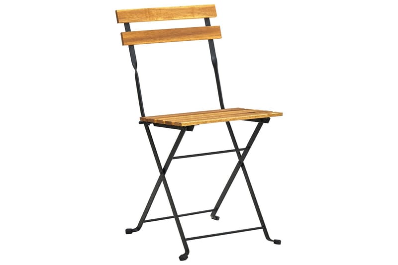 Klappstoler 2 stk stål og heltre akasie - Brun - Balkongstoler - Spisestol ute