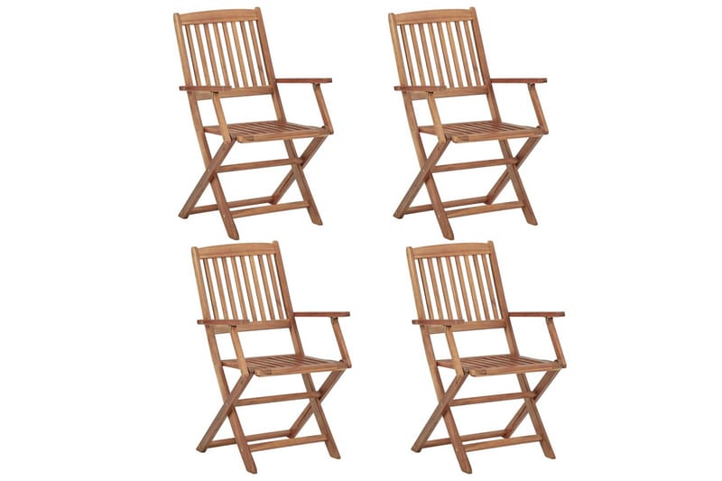 Klappstoler 4 stk heltre akasie - Brun - Balkongstoler - Spisestol ute