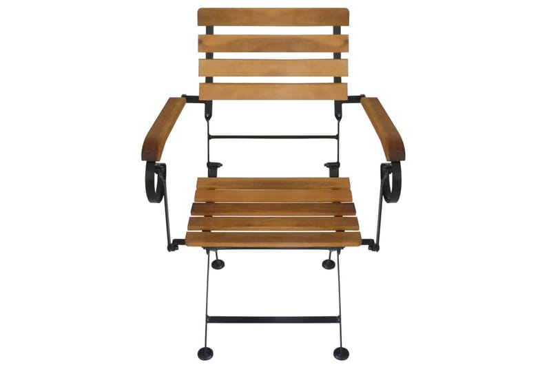 Klappstoler 4 stk stål og heltre akasie - Brun - Balkongstoler - Spisestol ute