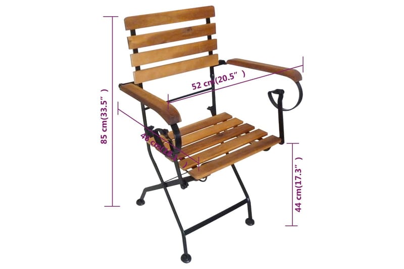 Klappstoler 4 stk stål og heltre akasie - Brun - Balkongstoler - Spisestol ute