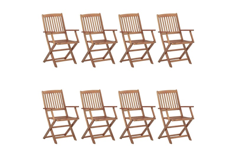 Klappstoler 8 stk heltre akasie - Brun - Balkongstoler - Spisestol ute