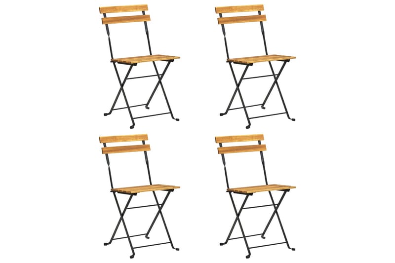 Sammenleggbare bistrostoler 4 stk heltre akasie - Brun - Balkongstoler - Spisestol ute