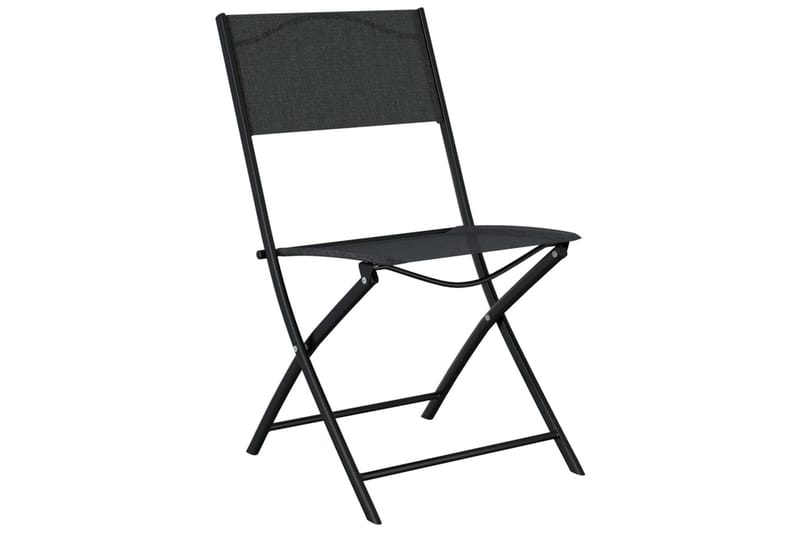Sammenleggbare utestoler 2 stk svart stål og textilene - Svart - Balkongstoler - Spisestol ute