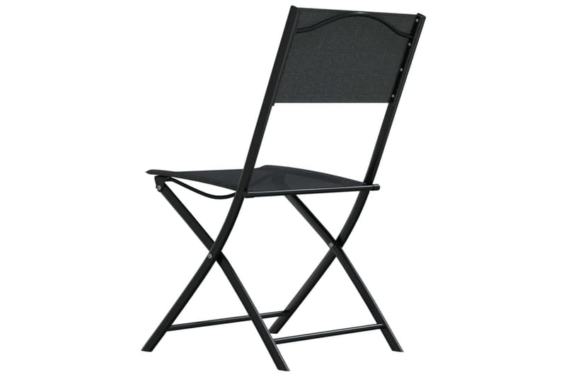 Sammenleggbare utestoler 4 stk svart stål og textilene - Svart - Balkongstoler - Spisestol ute