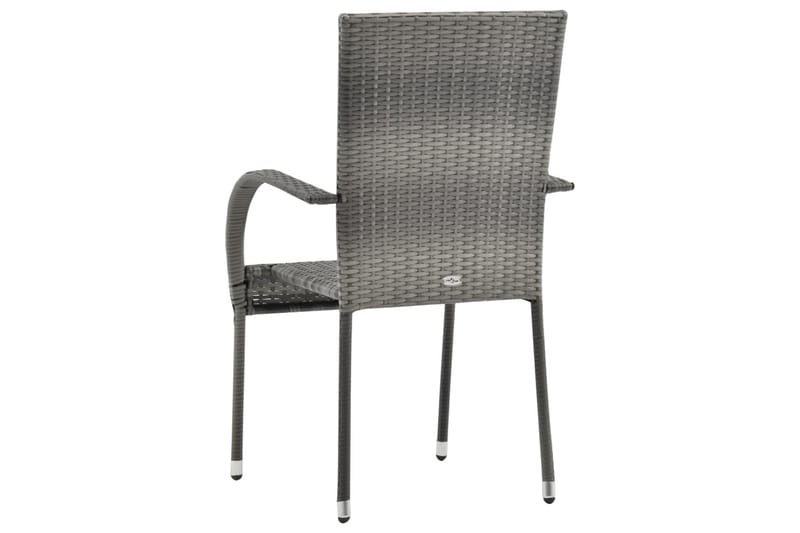 Stablestoler 2 stk grå polyrotting - Grå - Balkongstoler - Spisestol ute