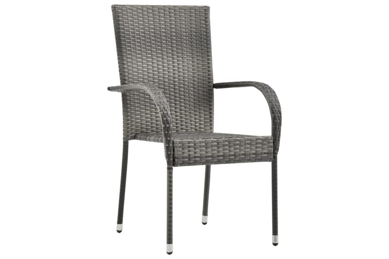 Stablestoler 2 stk grå polyrotting - Grå - Balkongstoler - Spisestol ute