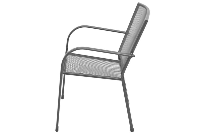Stablestoler 2 stk stål grå - Grå - Balkongstoler - Spisestol ute