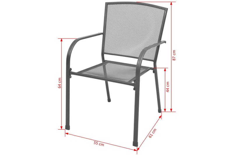 Stablestoler 2 stk stål grå - Grå - Balkongstoler - Spisestol ute
