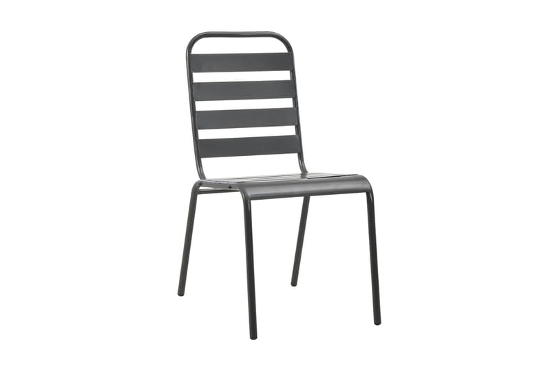 Stablestoler 2 stk stål grå - Hvit|Svart - Balkongstoler - Spisestol ute