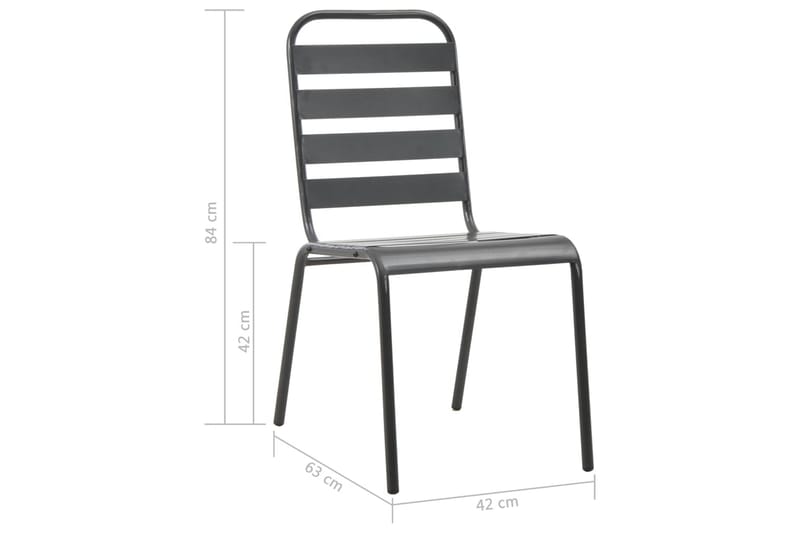 Stablestoler 2 stk stål grå - Hvit|Svart - Balkongstoler - Spisestol ute