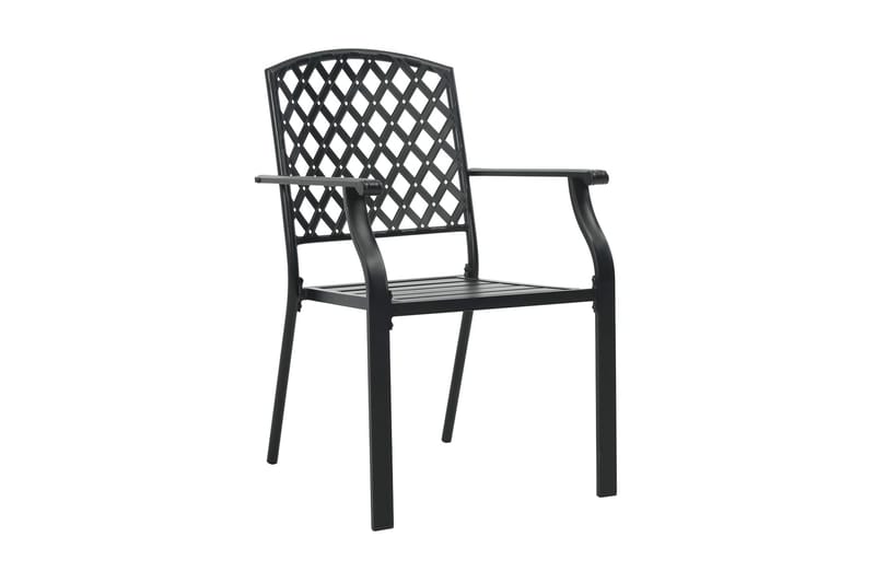 Stablestoler 2 stk stål svart - Svart - Balkongstoler - Spisestol ute