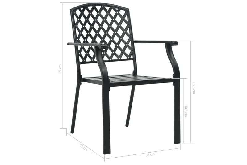 Stablestoler 2 stk stål svart - Svart - Balkongstoler - Spisestol ute