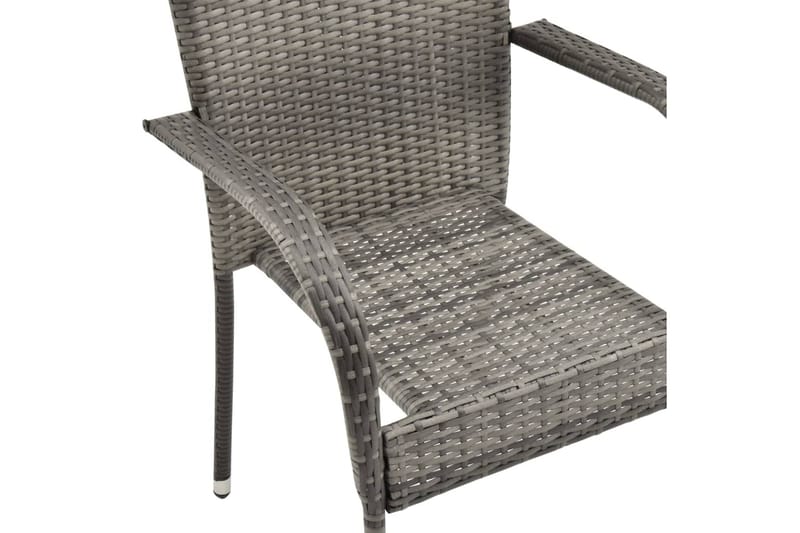 Stablestoler 4 stk grå polyrotting - Grå - Balkongstoler - Spisestol ute
