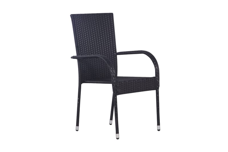 Stablestoler 4 stk polyrotting svart - Svart - Balkongstoler - Spisestol ute