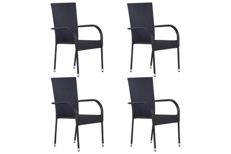 Stablestoler 4 stk polyrotting svart - Svart - Balkongstoler - Spisestol ute