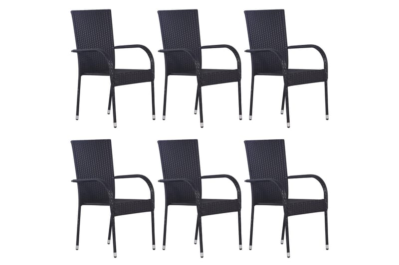 Stablestoler 6 stk polyrotting svart - Svart - Balkongstoler - Spisestol ute