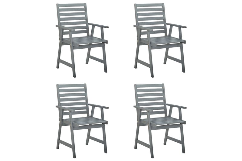 Utendørs spisestoler 4 stk grå heltre akasie - Grå - Balkongstoler - Spisestol ute