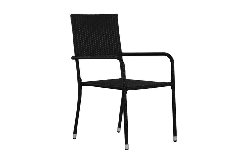 Utendørs spisestoler 4 stk svart polyrotting - Svart - Balkongstoler - Spisestol ute