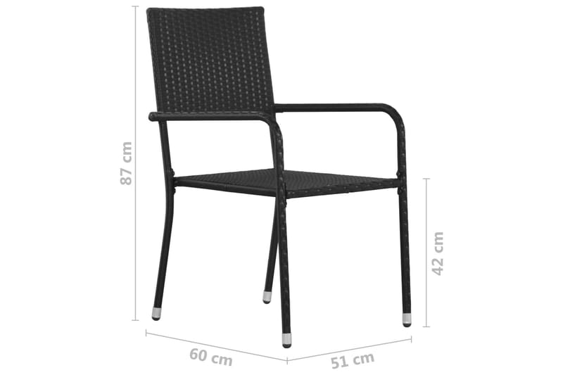 Utendørs spisestoler 6 stk polyrotting svart - Svart - Balkongstoler - Spisestol ute