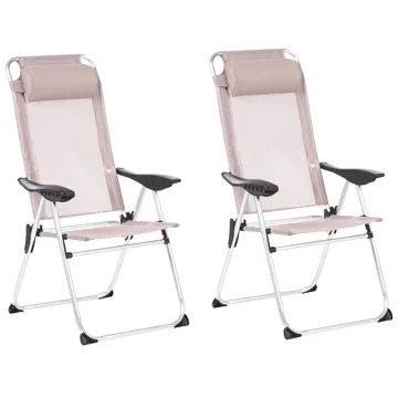 Stol utendørs Asine Aluminium sammenleggbar - Beige/svart - Hagemøbler & utemiljø - Stoler & Lenestoler - Posisjonsstoler