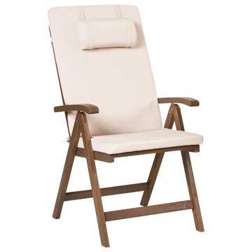 Stol utendørs med pute Amantea Premium akasietre - Brun/Lys beige - Hagemøbler & utemiljø - Stoler & Lenestoler - Posisjonsstoler