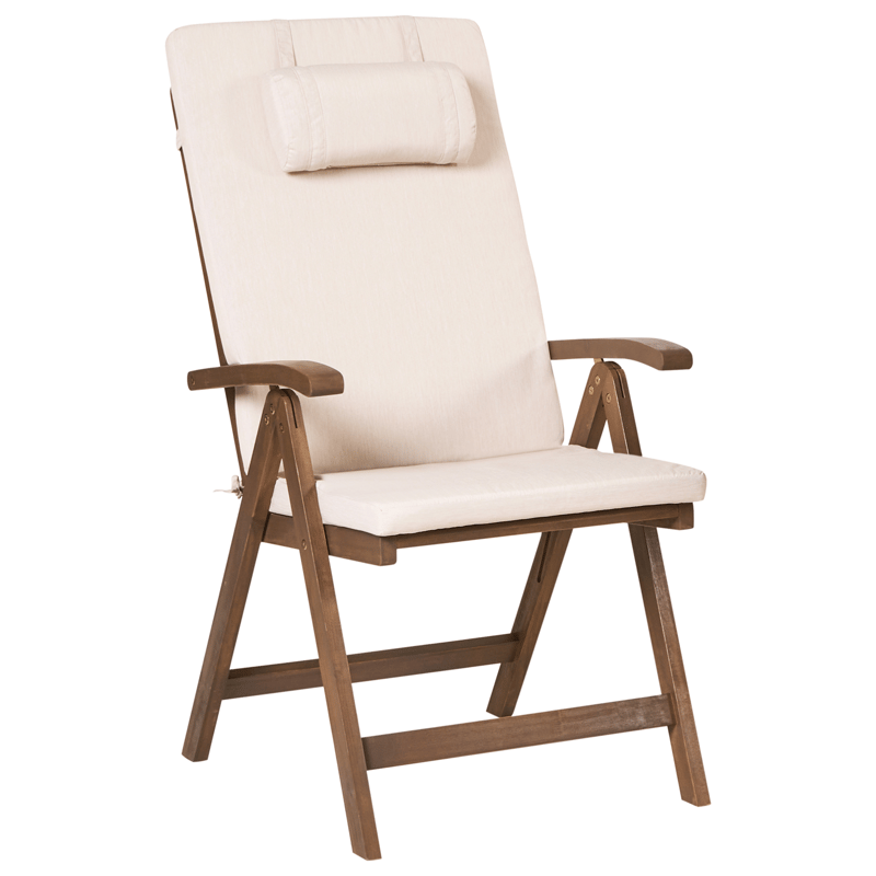 Stol utendørs med pute Amantea Premium akasietre - Brun/Lys beige - Hagemøbler & utemiljø - Stoler & Lenestoler - Posisjonsstoler