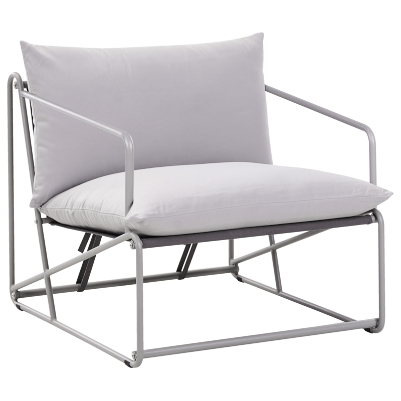 Stol utendørs med pute Ponte - Grå - Hagemøbler & utemiljø - Stoler & Lenestoler - Utelenestoler