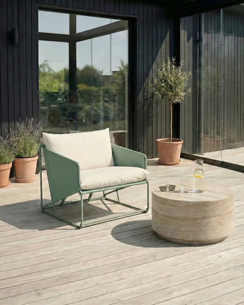 Stol utendørs med pute Ponte - Grønn/Beige - Hagemøbler & utemiljø - Stoler & Lenestoler - Utelenestoler