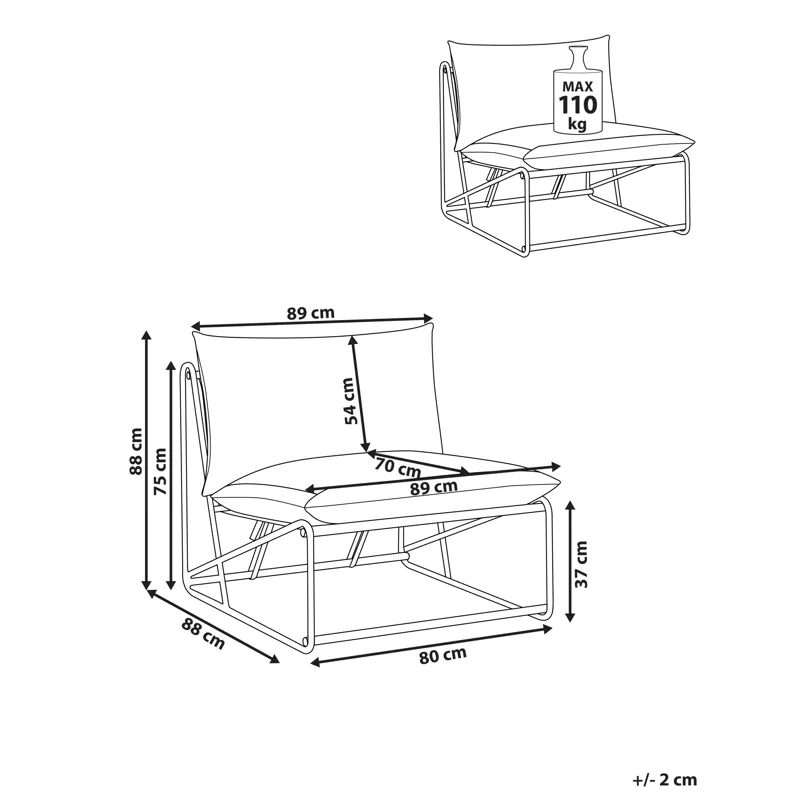 Stol utendørs med pute Pico Stål - Lys beige - Hagemøbler & utemiljø - Stoler & Lenestoler - Utelenestoler