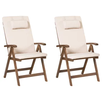 Stol utendørs med pute Amantea Premium akasietre - Brun/Lys beige - Hagemøbler & utemiljø - Stoler & Lenestoler - Posisjonsstoler