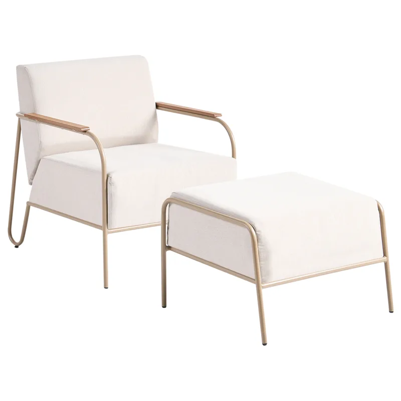 Stol utendørs Nimis med fotskammel, Beige