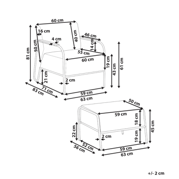 Stol utendørs Nimis med fotskammel - Beige - Hagemøbler & utemiljø - Stoler & Lenestoler - Utelenestoler