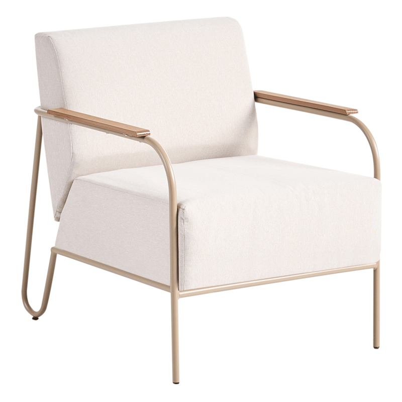 Stol utendørs Nimis med fotskammel - Beige - Hagemøbler & utemiljø - Stoler & Lenestoler - Utelenestoler