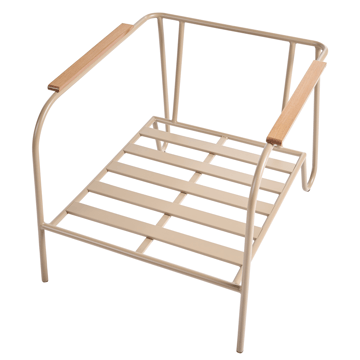 Stol utendørs Nimis med fotskammel - Beige - Hagemøbler & utemiljø - Stoler & Lenestoler - Utelenestoler