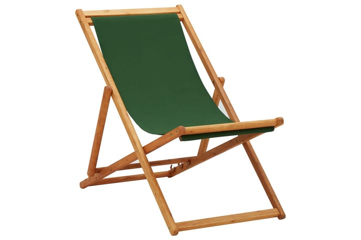 Sammenleggbar strandstol eukalyptus og stoff grønn - Grøn - Strandstoler & campingstoler - Strandstol - Balkongstoler